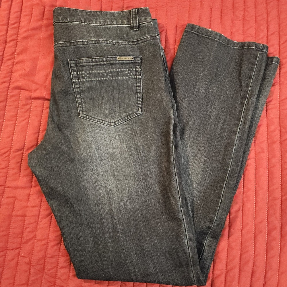 E81 Michael Kors Womens Black Dark Wash Straight Leg Denim Jeans Size 10 Stretch